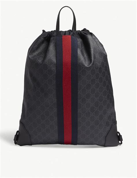 gucci leather drawstring backpack